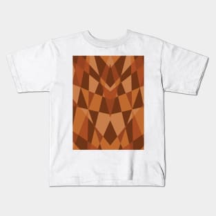 Triangles Geometric Mosaic Pattern Brown Kids T-Shirt